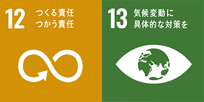 12:つくる責任つかう責任、13:気候変動に具体的な対策を